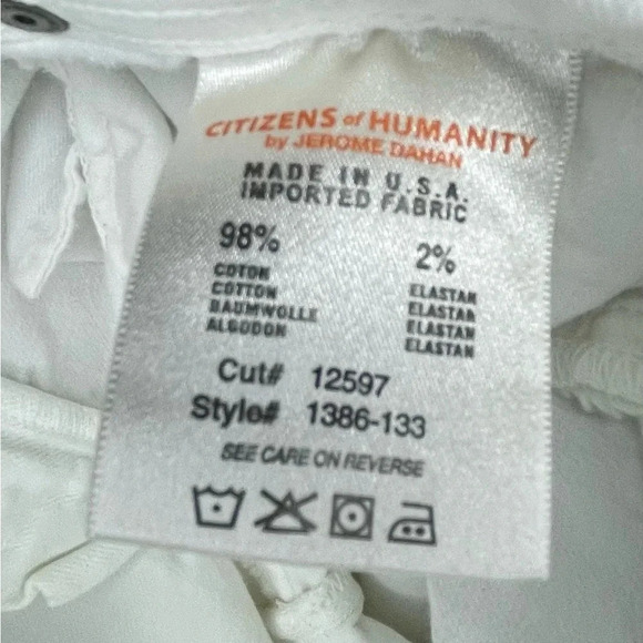Citizens of Humanity C of H Dani Cropped Straight Leg Cuffed Jeans Size 28 White - Picture 10 of 11